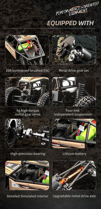 Thumbnail for Rock Antelope RC Car - 2.4GHz Simulation Off-Road Climbing Vehicle with Rechargeable Battery (Red)