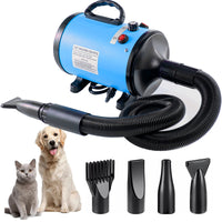 Thumbnail for Pet Hair Dryer with Multiple Nozzles - Powerful and Quiet for Dogs and Cats (Blue)
