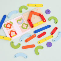 Thumbnail for Children's Wooden Two-Player Creative Pegboard - Educational Toy for Number, Color, and Shape Recognition