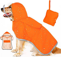Thumbnail for L Orange Reflective Adjustable Pet Raincoat with Hood - Waterproof Dog Jacket, Adjustable Dog Poncho for Outdoor Protection