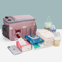 Thumbnail for Pink Stroller Organizer Bag - Multi-Functional Baby Bag with Touchscreen Window, USB Port, and Bottle Holders