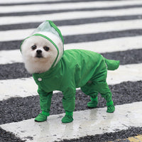 Thumbnail for M Green Waterproof Full-Cover Pet Raincoat with Hood and Booties