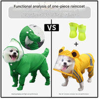 Thumbnail for M Green Waterproof Full-Cover Pet Raincoat with Hood and Booties