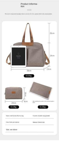 Thumbnail for Grey Multi-functional Baby Diaper Bag with Changing Mat - Travel & Stroller-Friendly Design