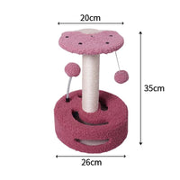 Thumbnail for Strawberries Interactive Cat Scratching Post with Playful Ball Toys, Flower Design - 35cm Height, 26cm Base