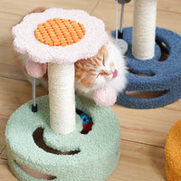 Thumbnail for Strawberries Interactive Cat Scratching Post with Playful Ball Toys, Flower Design - 35cm Height, 26cm Base