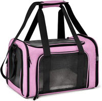 Thumbnail for XL Pink Portable Foldable Pet Carrier Bag - Large Capacity Travel Carrier for 2 Small Pets, Comfortable and Stylish Cat Backpack, Foldable & Easy to Carry
