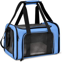 Thumbnail for XL Blue Portable Foldable Pet Carrier Bag - Large Capacity Travel Carrier for 2 Small Pets, Comfortable and Stylish Cat Backpack, Foldable & Easy to Carry