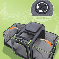 Thumbnail for Gray Blue Foldable Portable Pet Carrier Bag - Large Capacity Travel Backpack for Cats and Small Dogs, Expandable Car Pet Bag, Handheld Pet Carrier for Outdoor Adventures