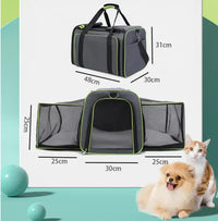 Thumbnail for Gray Green Foldable Portable Pet Carrier Bag - Large Capacity Travel Backpack for Cats and Small Dogs, Expandable Car Pet Bag, Handheld Pet Carrier for Outdoor Adventures