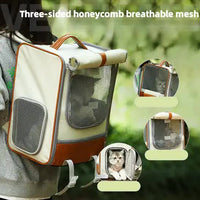 Thumbnail for Beige Large Capacity Breathable Foldable Pet Trolley - Travel Cat Carrier with Wheels, Portable, Spacious, and Convenient for Two Cats