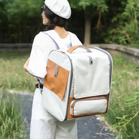 Thumbnail for Beige Large Capacity Breathable Foldable Pet Trolley - Travel Cat Carrier with Wheels, Portable, Spacious, and Convenient for Two Cats