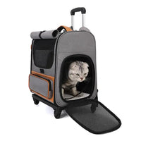 Thumbnail for Beige Large Capacity Breathable Foldable Pet Trolley - Travel Cat Carrier with Wheels, Portable, Spacious, and Convenient for Two Cats
