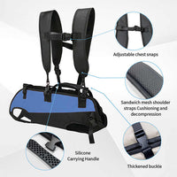 Thumbnail for M Blue Multifunctional Pet Backpack with Adjustable Straps, Outdoor Assist Walking Harness Carrier for Dogs And Cycling Dog Backpack