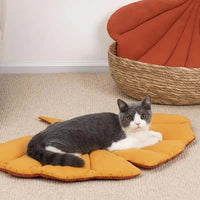 Thumbnail for 2 Pcs Yellow Leaf-Shaped Pet Sleeping Mat - Durable Dog Floor Pad & Cat Bed for Sleeping and Playtime