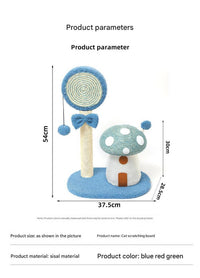 Thumbnail for Green Durable Mushroom Cat Scratching Post - Anti-Slip, No Debris Cat Scratch Pad with Sofa Protection for Small Cats