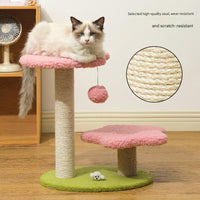 Thumbnail for Pink Compact Cat Climbing Frame with Dual-Level Sisal Posts and Playful Design – Perfect for Scratching and Jumping