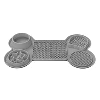 Thumbnail for Grey Silicone Pet Licking Mat Slow Feeder Pad with Strong Suction and Foldable Design, Heat Resistant -40°C to 240°C, for Dogs and Cats