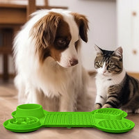 Thumbnail for Green Silicone Pet Licking Mat Slow Feeder Pad with Strong Suction and Foldable Design, Heat Resistant -40°C to 240°C, for Dogs and Cats