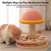 Thumbnail for Large Pink Interactive Cat Scratching Post with Ball Track – Fun Mushroom-Shaped Cat Toy for Play, Scratching, and Entertainment