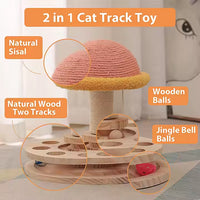 Thumbnail for Large Pink Interactive Cat Scratching Post with Ball Track – Fun Mushroom-Shaped Cat Toy for Play, Scratching, and Entertainment