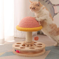 Thumbnail for Large Pink Interactive Cat Scratching Post with Ball Track – Fun Mushroom-Shaped Cat Toy for Play, Scratching, and Entertainment