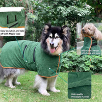 Thumbnail for M Green Pet Dog Quick-Dry Bathrobe - Absorbent Towel Robe for Medium and Large Dogs