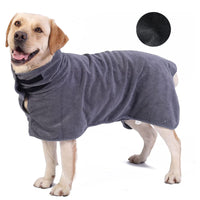 Thumbnail for S Grey Pet Dog Quick-Dry Bathrobe - Absorbent Towel Robe for Medium and Large Dogs