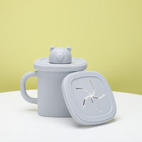 Thumbnail for Blue Silicone Baby Training Cup with Dual Handles, Duck-Bill & Snack Cup Lids, Spill-Proof & Drop-Proof