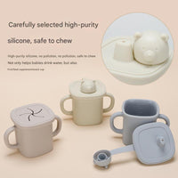 Thumbnail for Blue Silicone Baby Training Cup with Dual Handles, Duck-Bill & Snack Cup Lids, Spill-Proof & Drop-Proof