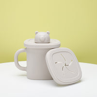 Thumbnail for Light Brown Silicone Baby Training Cup with Dual Handles, Duck-Bill & Snack Cup Lids, Spill-Proof & Drop-Proof