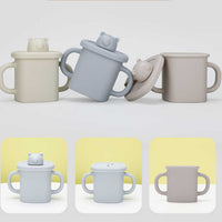 Thumbnail for Light Brown Silicone Baby Training Cup with Dual Handles, Duck-Bill & Snack Cup Lids, Spill-Proof & Drop-Proof