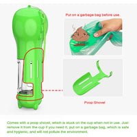 Thumbnail for Green Portable Pet Water Bottle with Waste Bag Dispenser - 300ml Leak-Proof Travel Hydration Solution