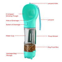 Thumbnail for Blue 500ml Portable Pet Water Bottle | Multifunctional Travel Pet Feeder | Outdoor Dog Drinking Bottle with Waste Shovel