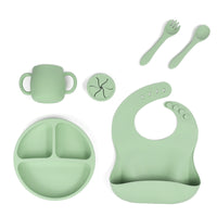 Thumbnail for Green 095# Silicone Baby Feeding Set - Suction Plate, Bib, Cup & Utensils | BPA-Free Baby Tableware
