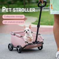 Thumbnail for Black Foldable Pet Travel Wagon for Small Dogs - Lightweight and Portable