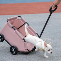 Thumbnail for Black Foldable Pet Travel Wagon for Small Dogs - Lightweight and Portable