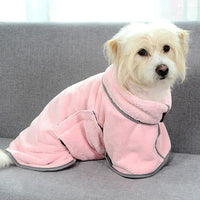 Thumbnail for 2PCS/M Size Pink Soft and Absorbent Dog Bathrobe Towel - Cozy Pet Drying Wrap for Small to Medium Dogs