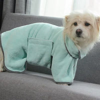 Thumbnail for 2PCS/XS Size Green Soft and Absorbent Dog Bathrobe Towel - Cozy Pet Drying Wrap for Small to Medium Dogs