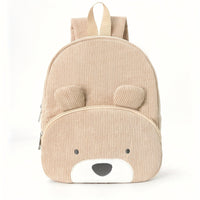 Thumbnail for Cute Khaki Bear Backpack - Soft Corduroy Material with Adjustable Straps