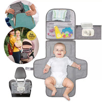 Thumbnail for Grey Portable Baby Diaper Changing Pad with Storage Pockets - Travel Essentials for Parents
