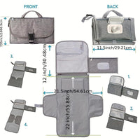 Thumbnail for Grey Portable Baby Diaper Changing Pad with Storage Pockets - Travel Essentials for Parents