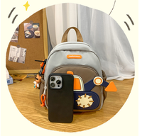 Thumbnail for Black Kids' Cartoon Backpack - Adorable Excavator Design with Spacious Compartments