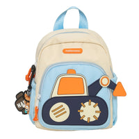 Thumbnail for White-blue Kids' Cartoon Backpack - Adorable Excavator Design with Spacious Compartments