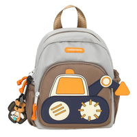 Thumbnail for Grey-brown Kids' Cartoon Backpack - Adorable Excavator Design with Spacious Compartments