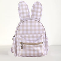 Thumbnail for Khaki Kids Bunny Ear Gingham Backpack - Cute Mini Bag for Girls