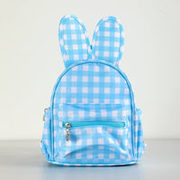 Thumbnail for Blue Kids Bunny Ear Gingham Backpack - Cute Mini Bag for Girls