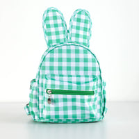 Thumbnail for Green Kids Bunny Ear Gingham Backpack - Cute Mini Bag for Girls
