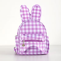 Thumbnail for Purple Kids Bunny Ear Gingham Backpack - Cute Mini Bag for Girls