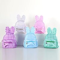 Thumbnail for Purple Kids Bunny Ear Gingham Backpack - Cute Mini Bag for Girls